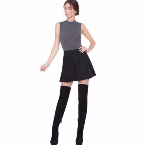 ALICE + OLIVIA Pleated Suede Skirt
